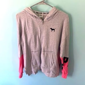 Grey and pink zip up hoodies jacket. PINK. Size S.